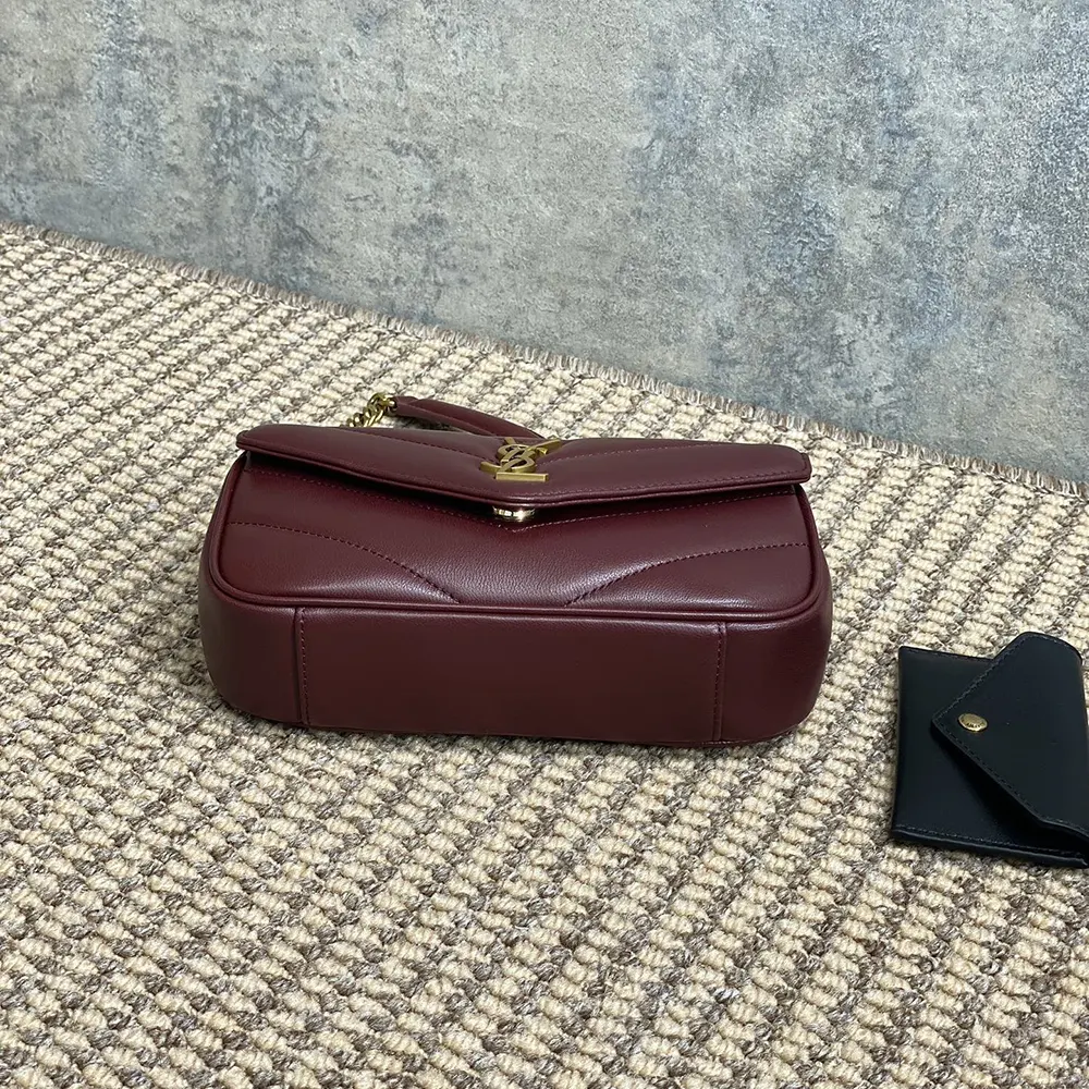 Saint Laurent YSL Women Loulou Mini in Lambskin-Bordeaux - image 4