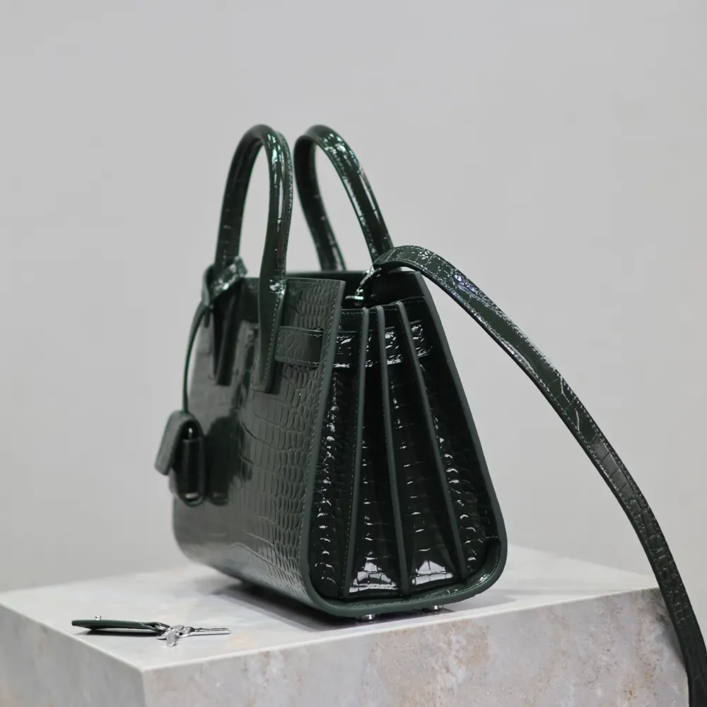 Saint Laurent YSL Women Sac De Jour in Crocodile Embossed Leather Nano-Dark Green - image 5