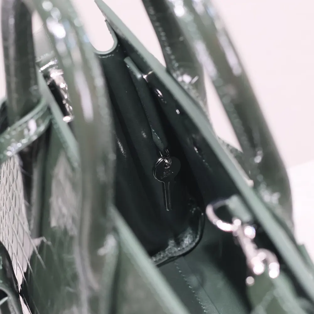 Saint Laurent YSL Women Sac De Jour in Crocodile Embossed Leather Nano-Dark Green - image 8
