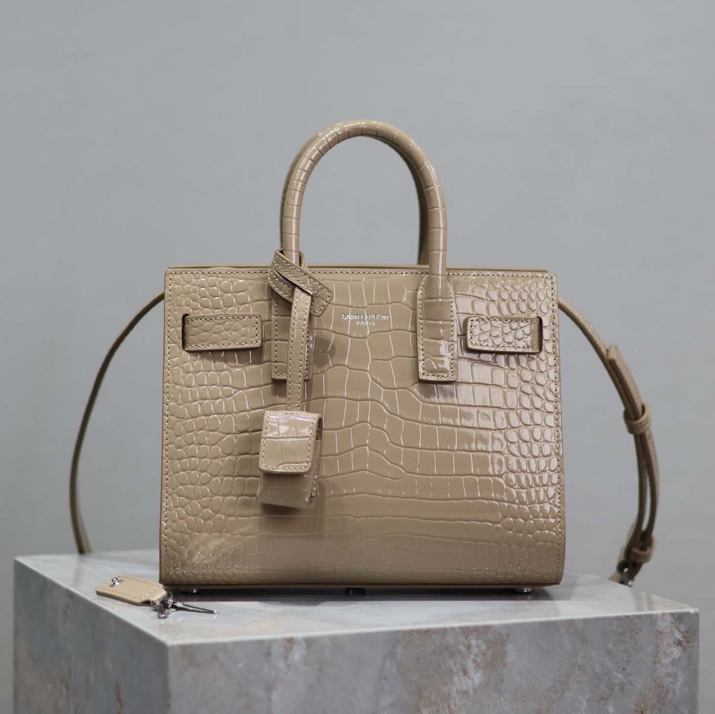 Front view of Saint Laurent YSL Women Sac De Jour Nano-Sandy bag