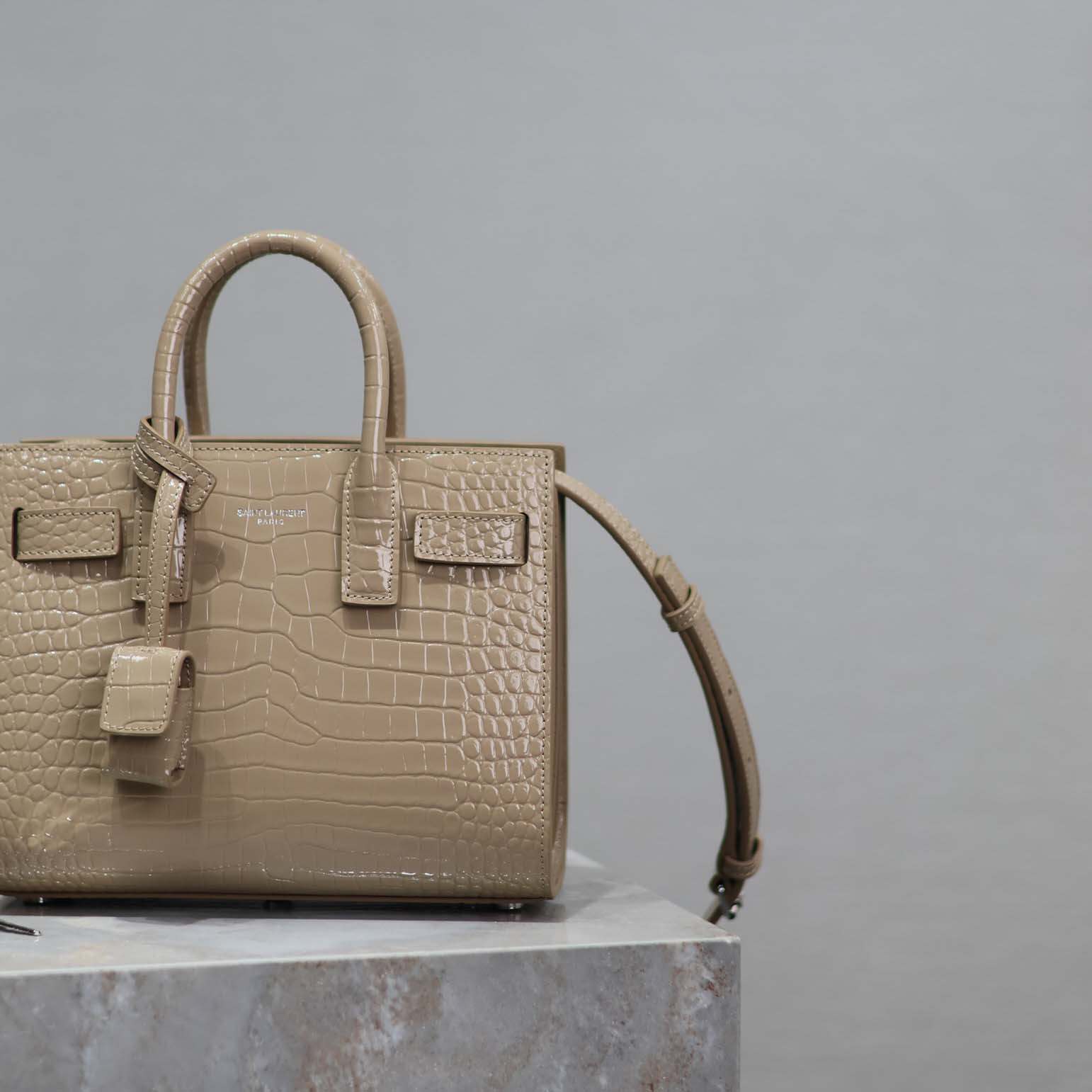 Saint Laurent YSL Women Sac De Jour in Crocodile Embossed Leather Nano-Sandy - image 6