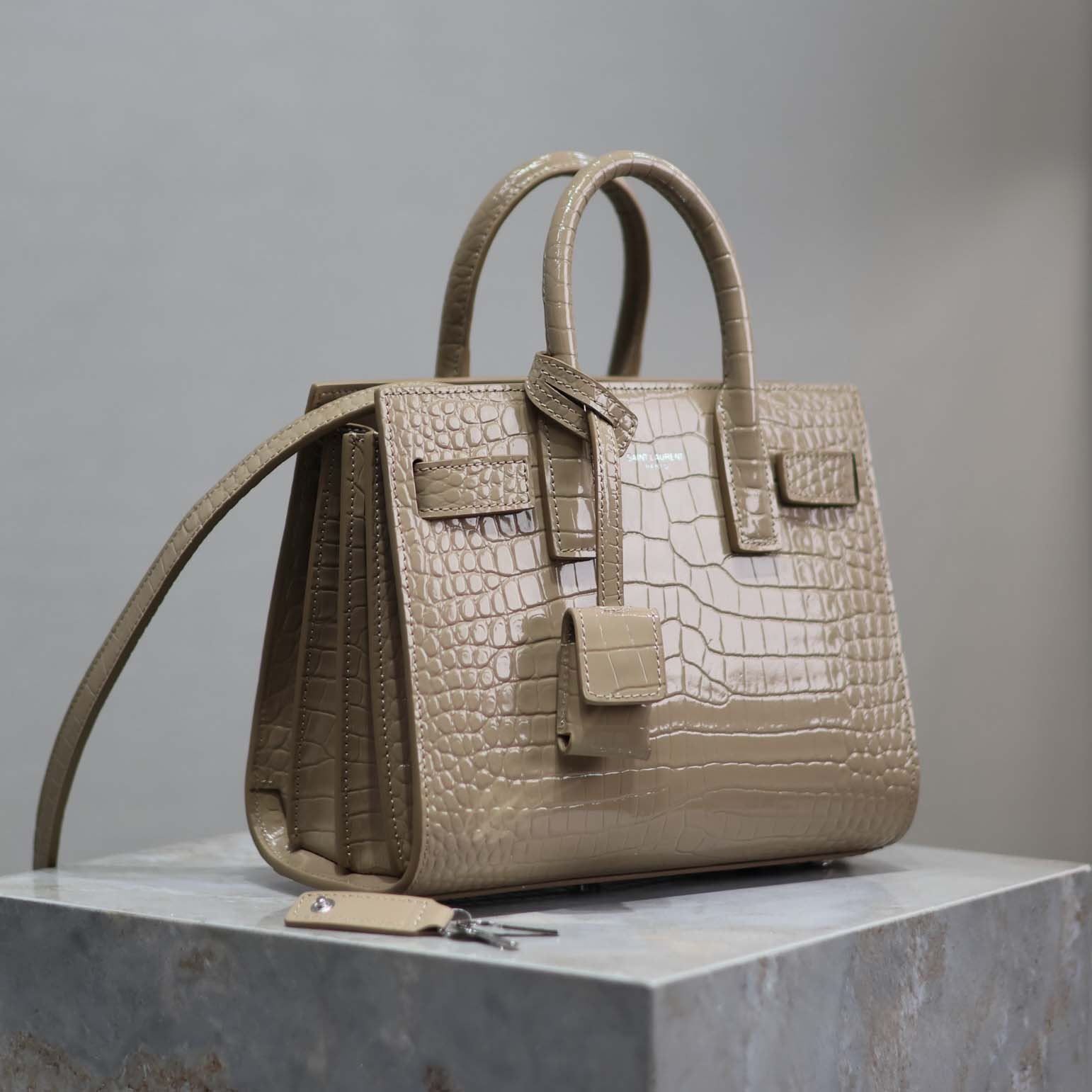 Saint Laurent YSL Women Sac De Jour in Crocodile Embossed Leather Nano-Sandy - image 4