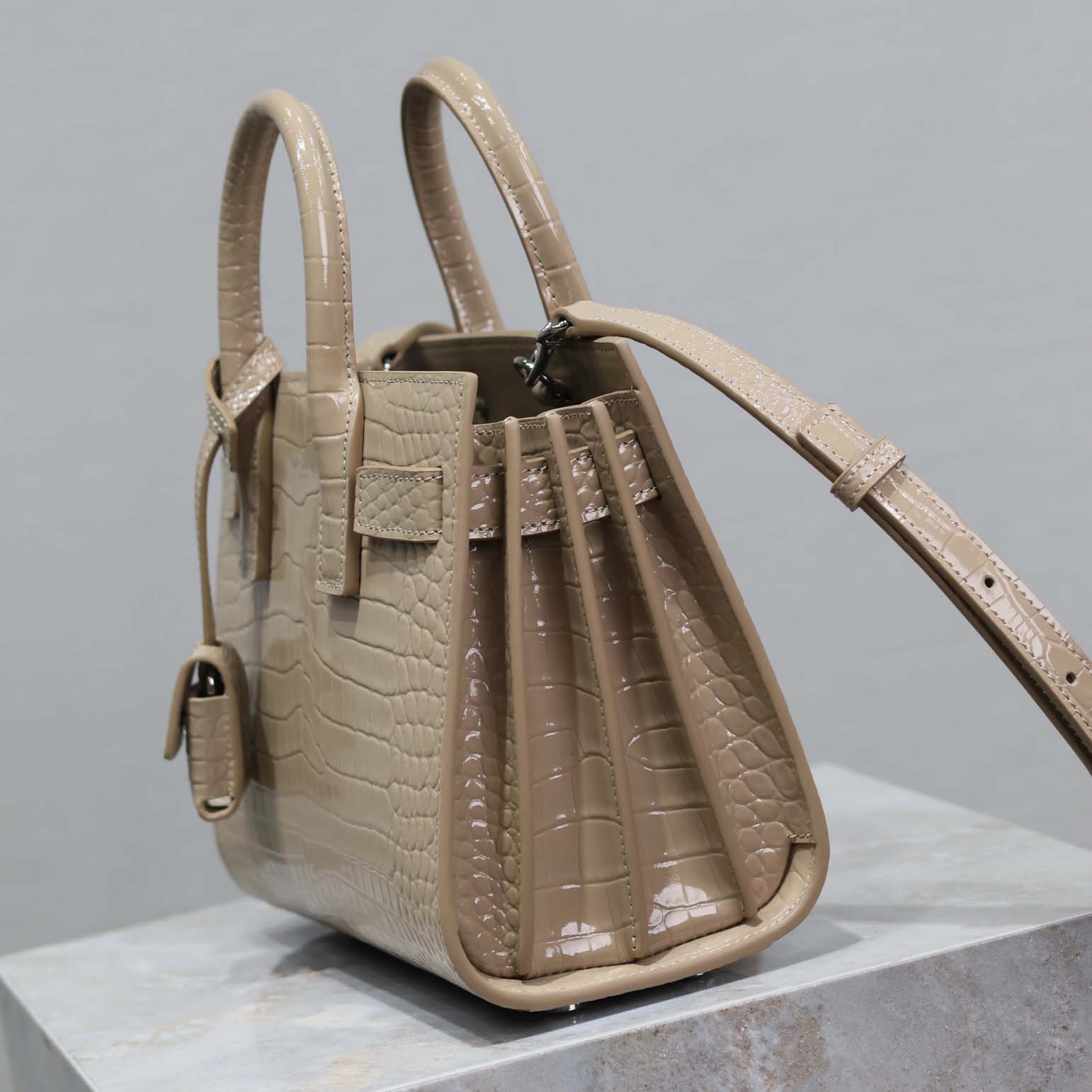 Saint Laurent YSL Women Sac De Jour in Crocodile Embossed Leather Nano-Sandy - image 5