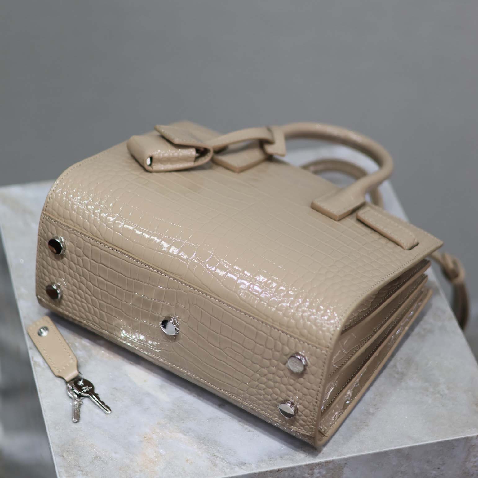 Saint Laurent YSL Women Sac De Jour in Crocodile Embossed Leather Nano-Sandy - image 7