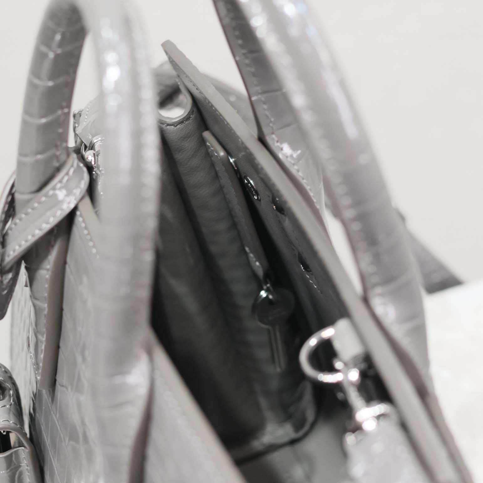 Saint Laurent YSL Women Sac De Jour in Crocodile Embossed Leather Nano-Silver - image 8