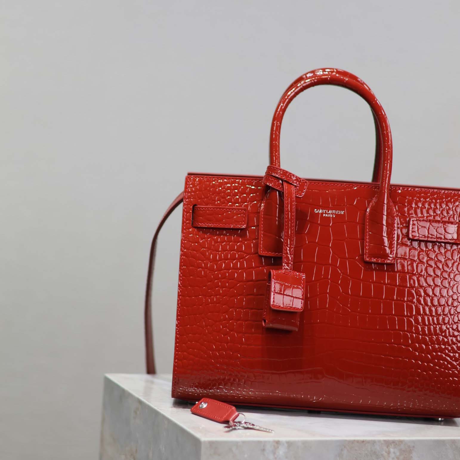 Saint Laurent YSL Women Sac De Jour in Embossed Crocodile Leather Baby-Red - image 6