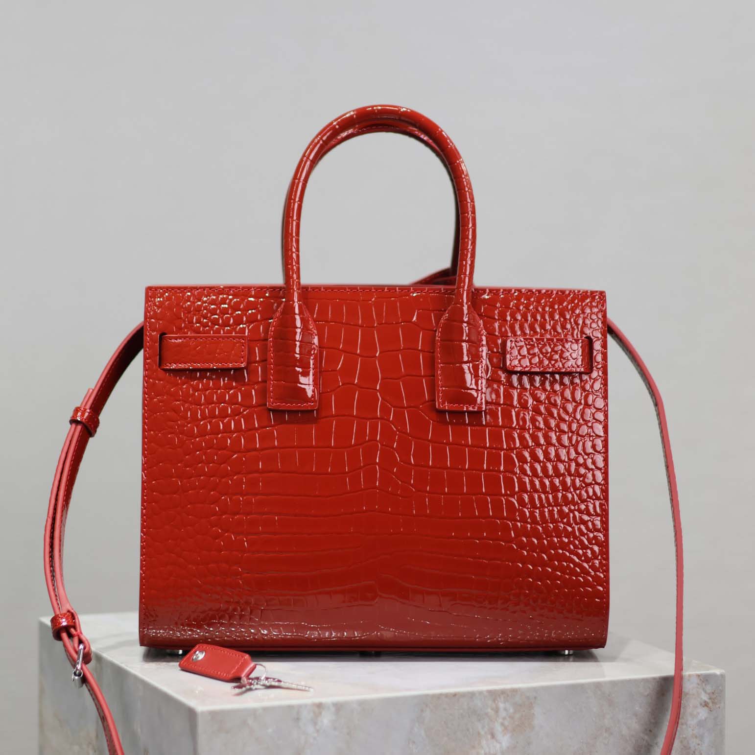 Side view showing structured silhouette of Saint Laurent YSL Women Sac De Jour