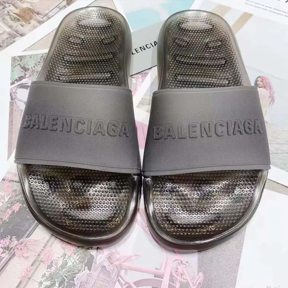 Balenciaga Unisex Pool Transparent Slide Sandal in Black Rubber - image 4