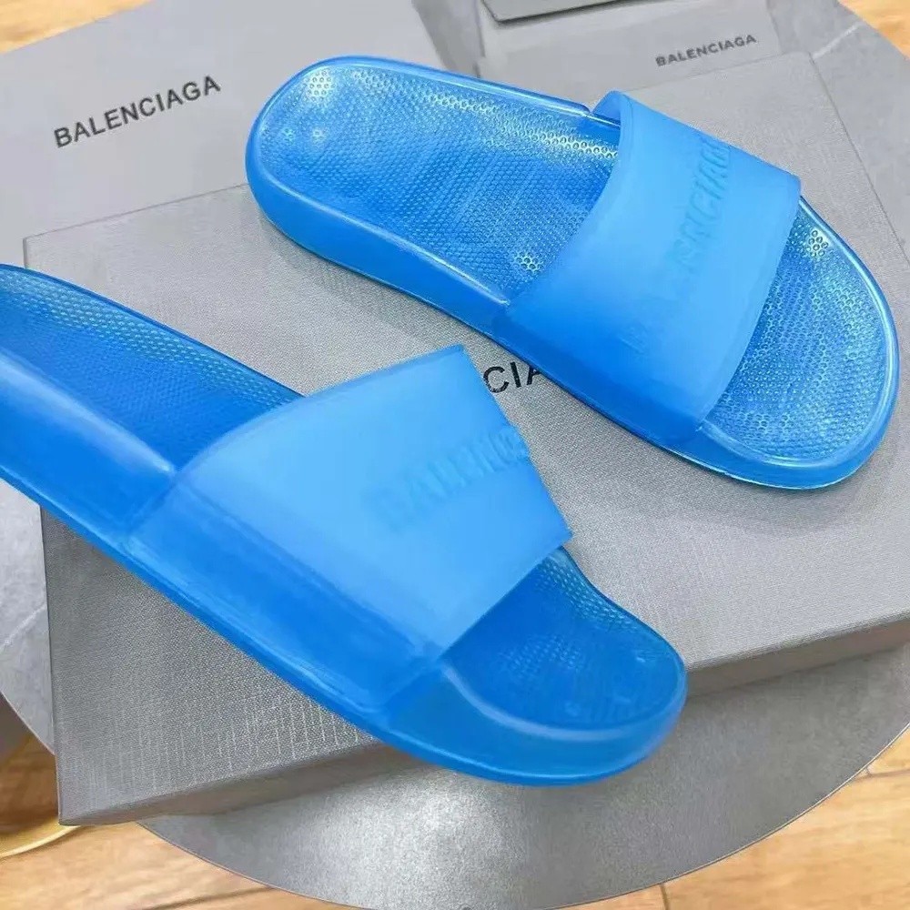 Balenciaga Unisex Pool Transparent Slide Sandal in Blue Rubber - image 4