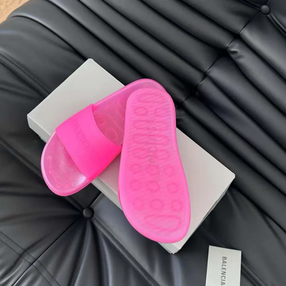 Balenciaga Unisex Pool Transparent Slide Sandal in Pink Rubber - image 8