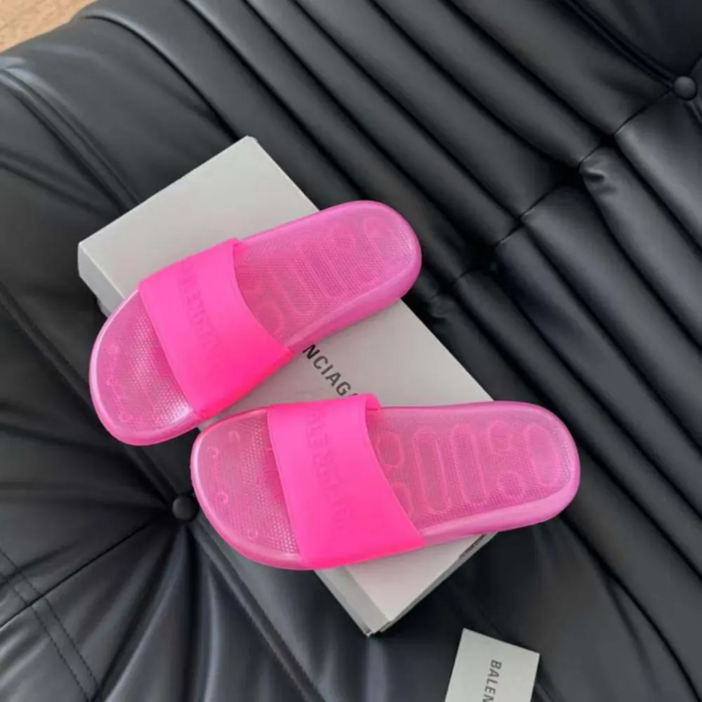 Balenciaga Unisex Pool Transparent Slide Sandal in Pink Rubber - image 5