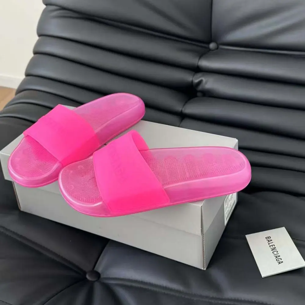 Balenciaga Unisex Pool Transparent Slide Sandal in Pink Rubber - image 6