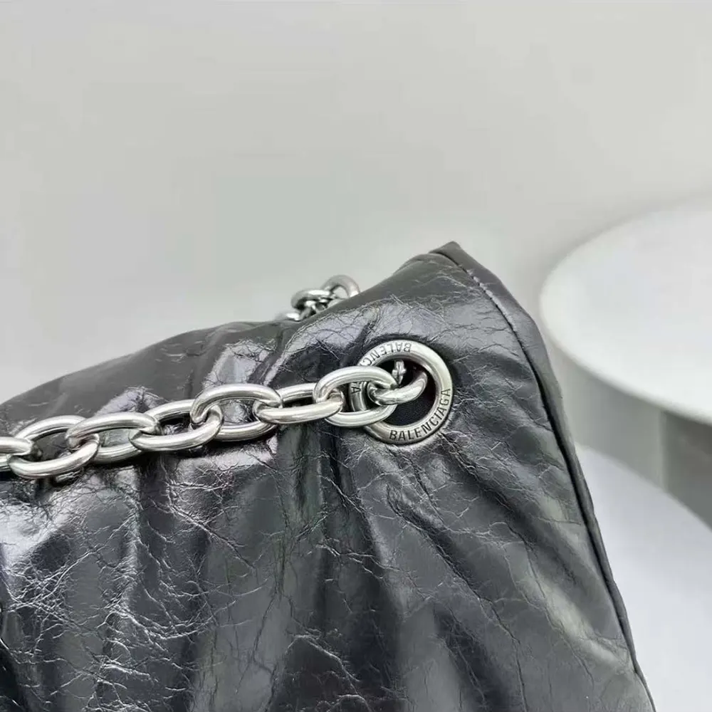 Balenciaga Women Monaco Large Chain Bag in Black/Silver Arena Calfskin - image 7