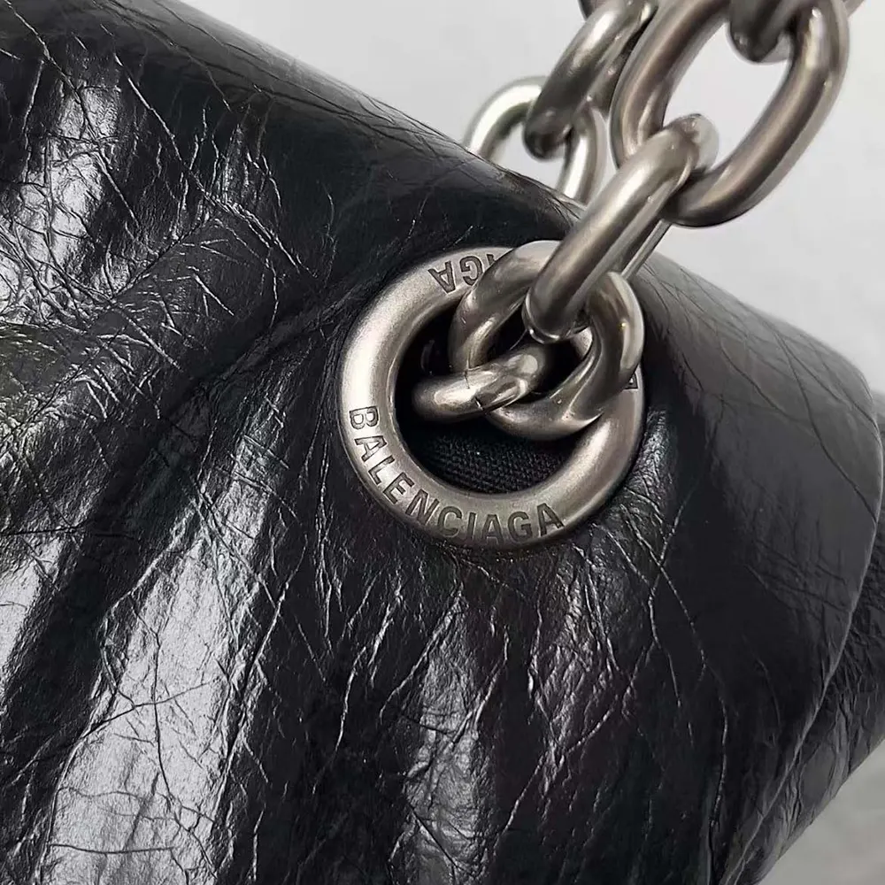 Balenciaga Women Monaco Large Chain Bag in Black/Silver Arena Calfskin - image 10