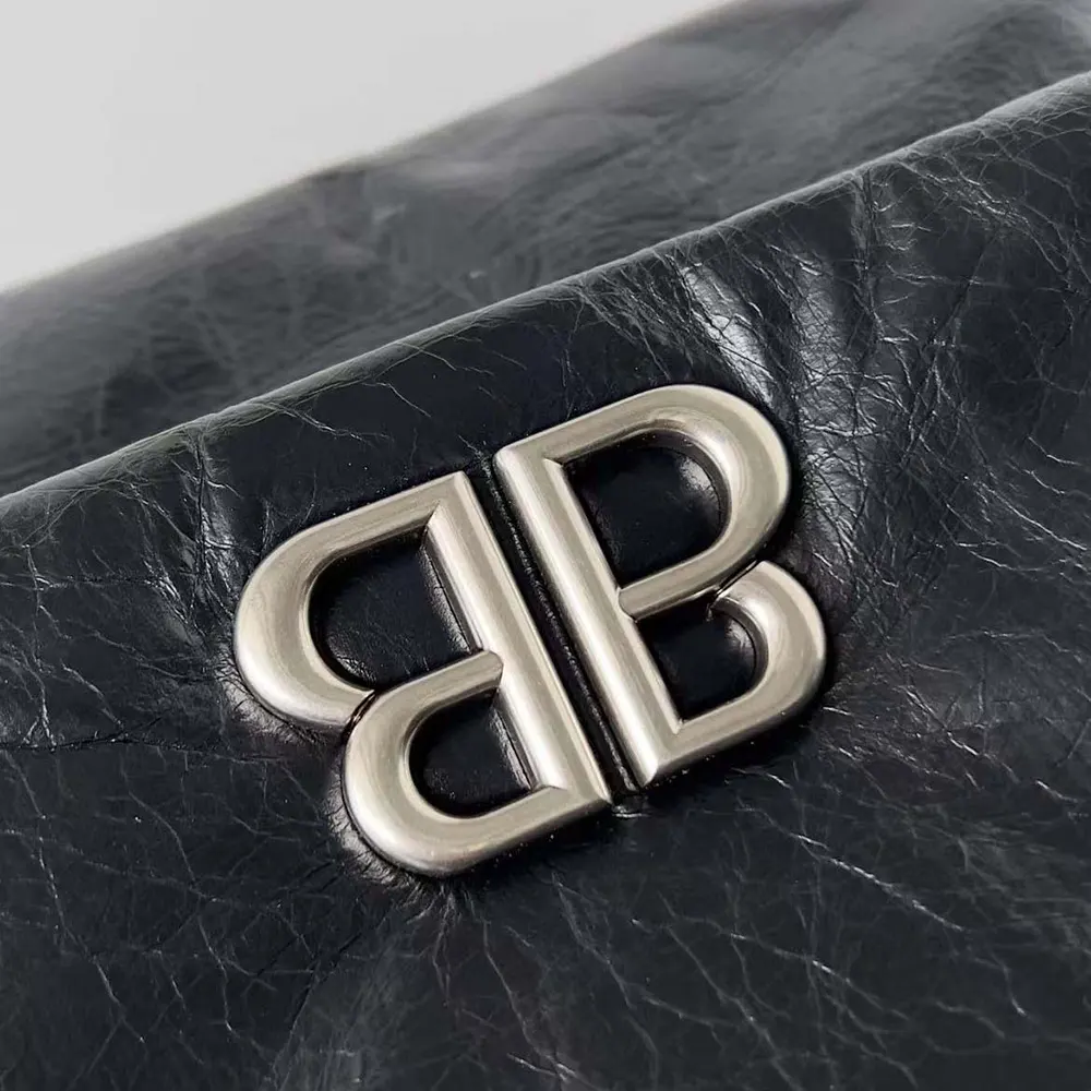Balenciaga Women Monaco Large Chain Bag in Black/Silver Arena Calfskin - image 8