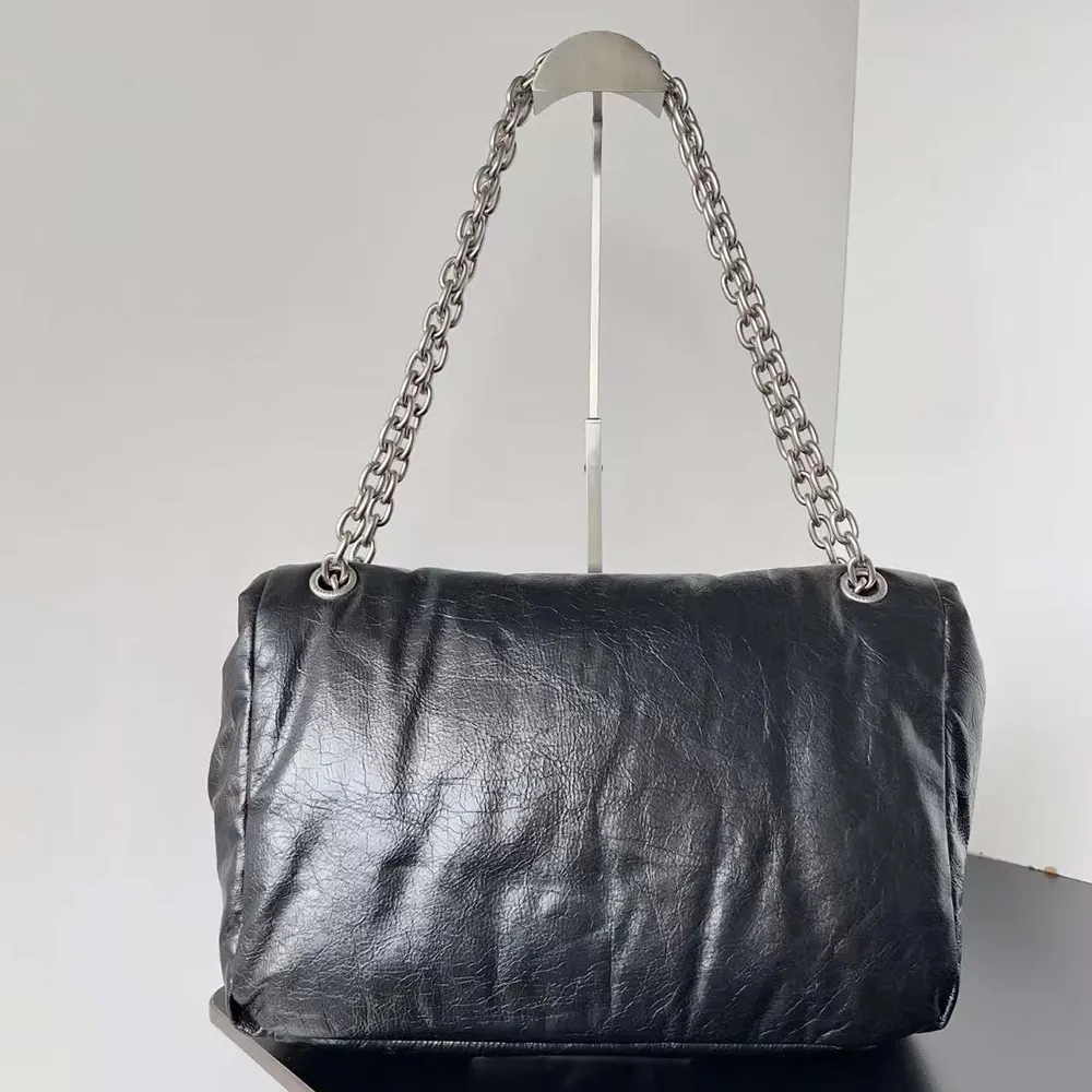 Balenciaga Women Monaco Large Chain Bag in Black/Silver Arena Calfskin - image 4