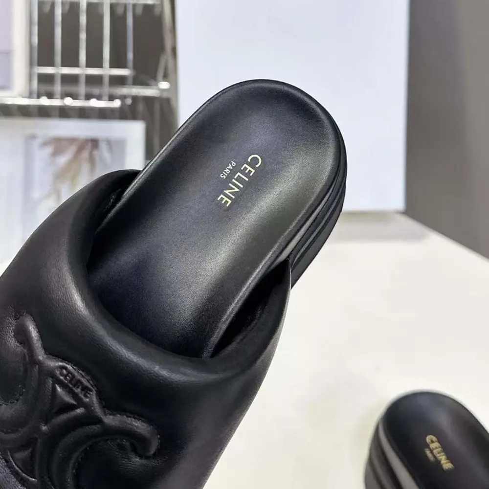 Celine Women Block Slide with Triomphe in Lambskin-Black - image 10
