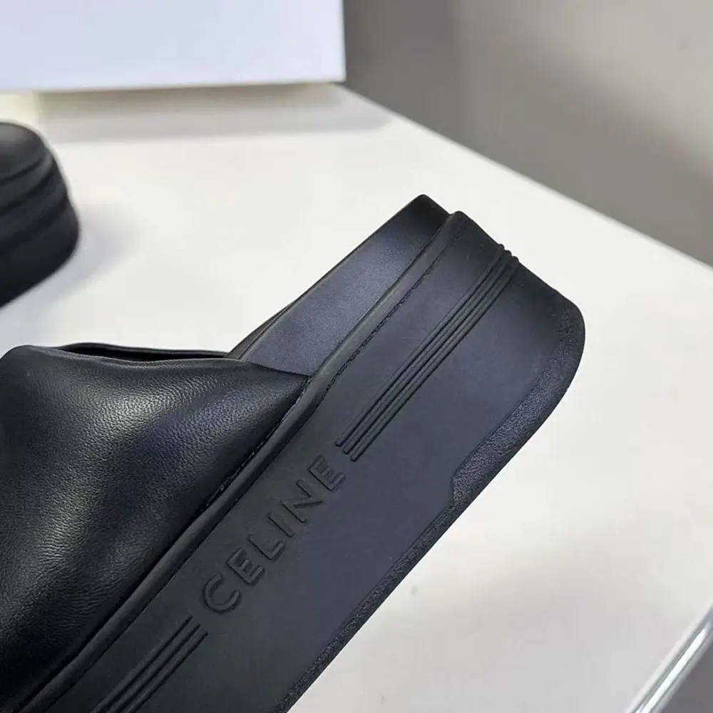 Celine Women Block Slide with Triomphe in Lambskin-Black - image 9