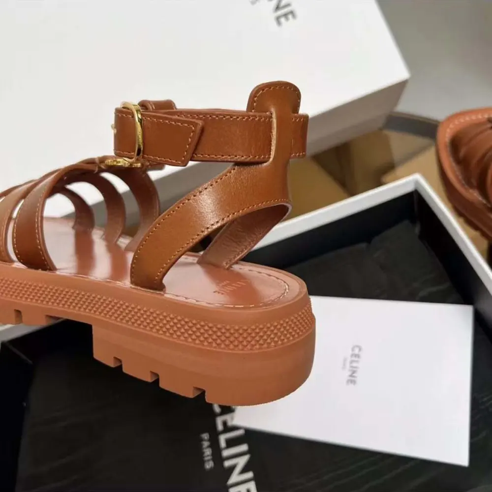 Celine Women Clea Triomphe Gladiator Sandal in Calfskin-Vegetal Tanning - image 8