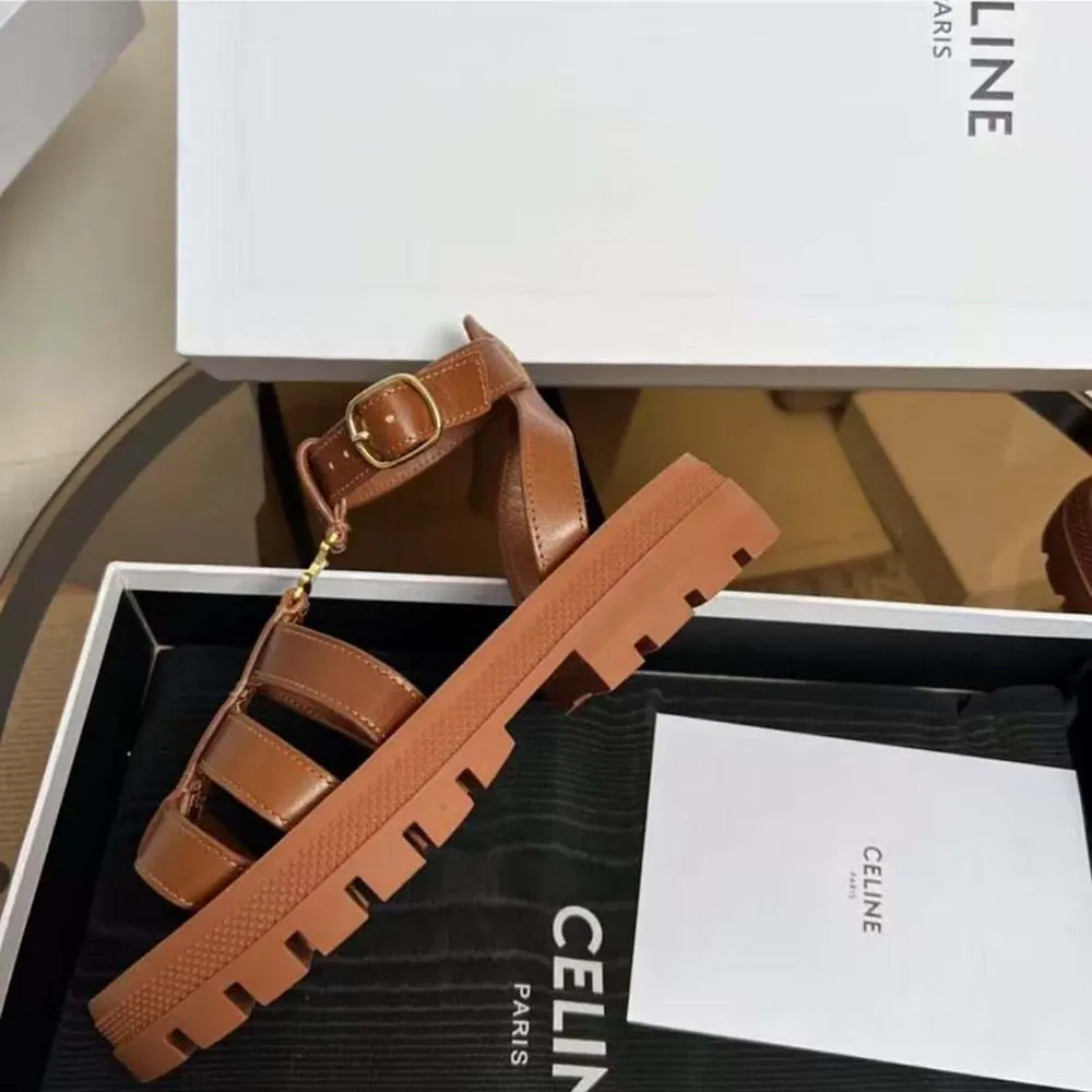 Celine Women Clea Triomphe Gladiator Sandal in Calfskin-Vegetal Tanning - image 7