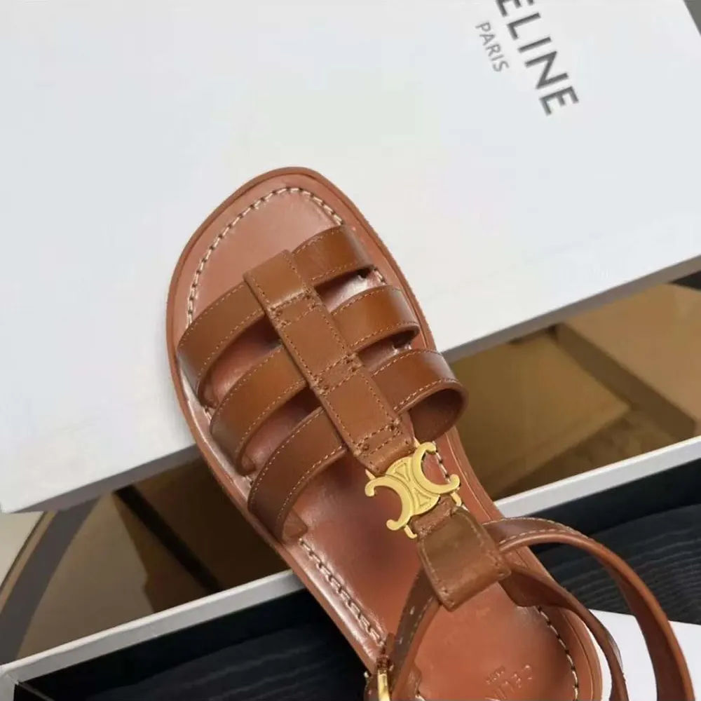 Celine Women Clea Triomphe Gladiator Sandal in Calfskin-Vegetal Tanning - image 6