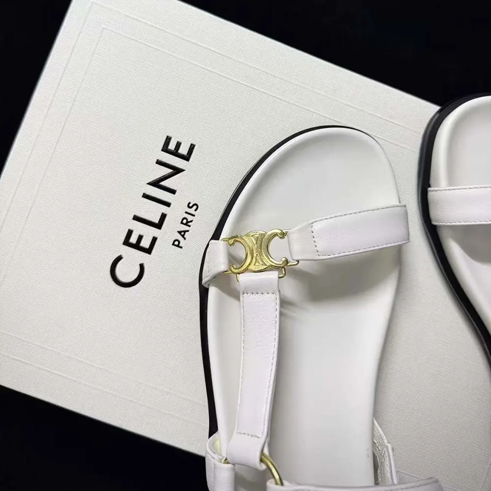 Celine Women Maud Sandal with Triomphe in Calfskin-White - image 7