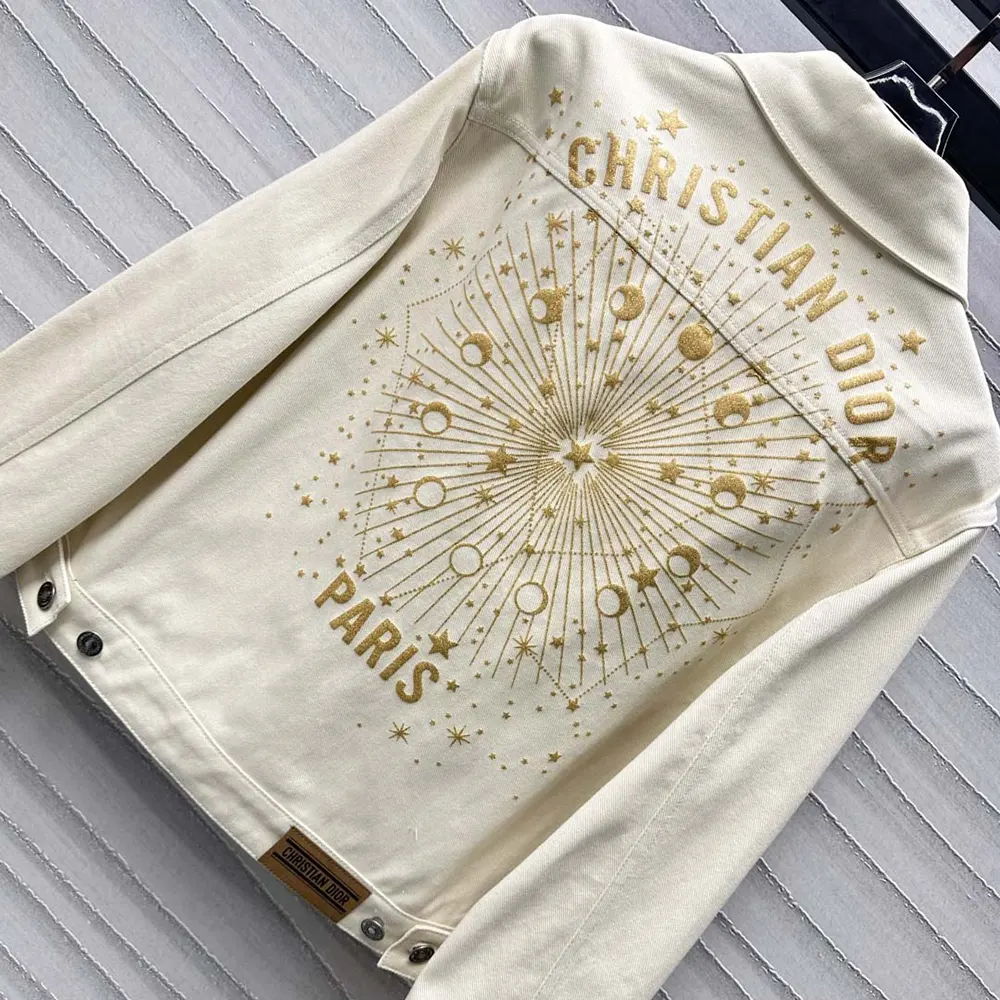 Dior Men Dioramour Jacket White Cotton Denim with Multicolor Cœur des Curiosités Motif - image 7