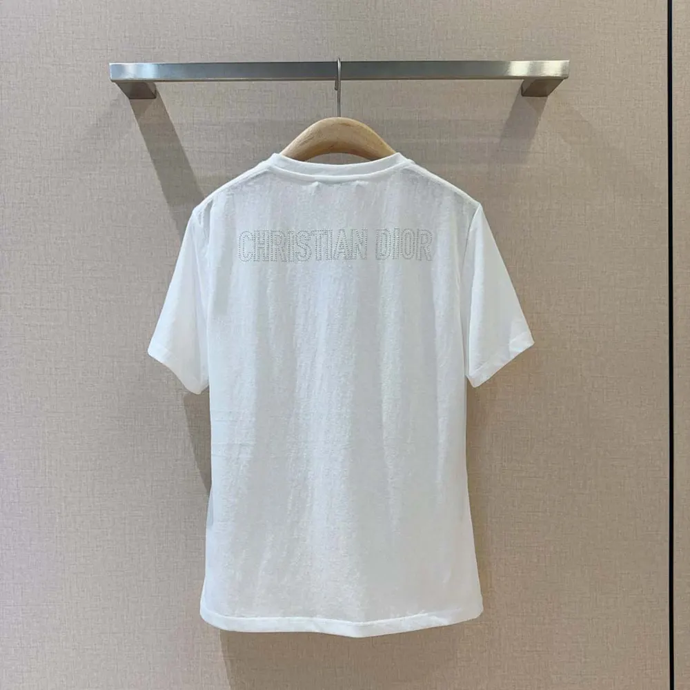 Dior Women T-Shirt White Cotton and Linen Jersey with Black Dior Cabinet de Curiosités Motif - image 4