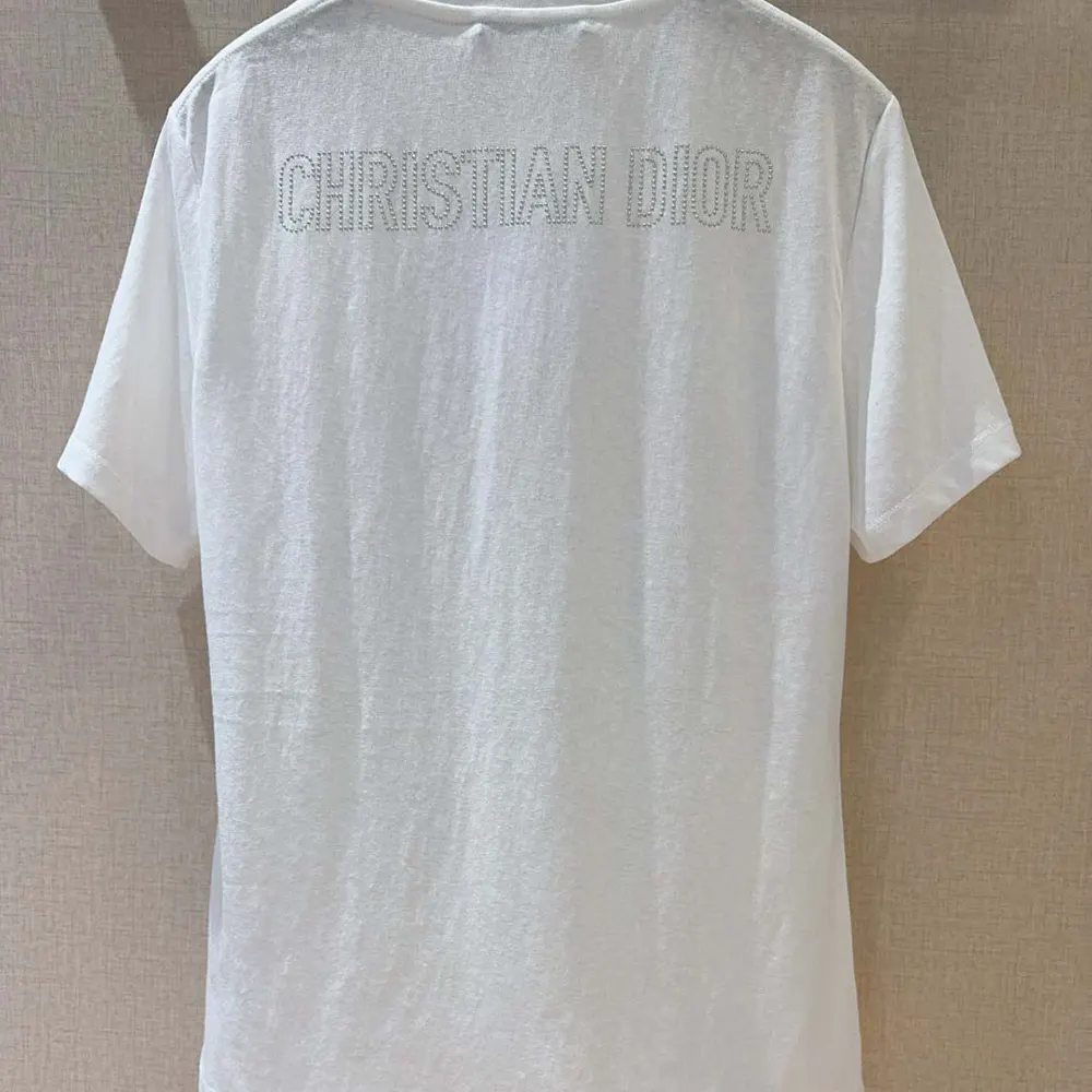Dior Women T-Shirt White Cotton and Linen Jersey with Black Dior Cabinet de Curiosités Motif - image 8