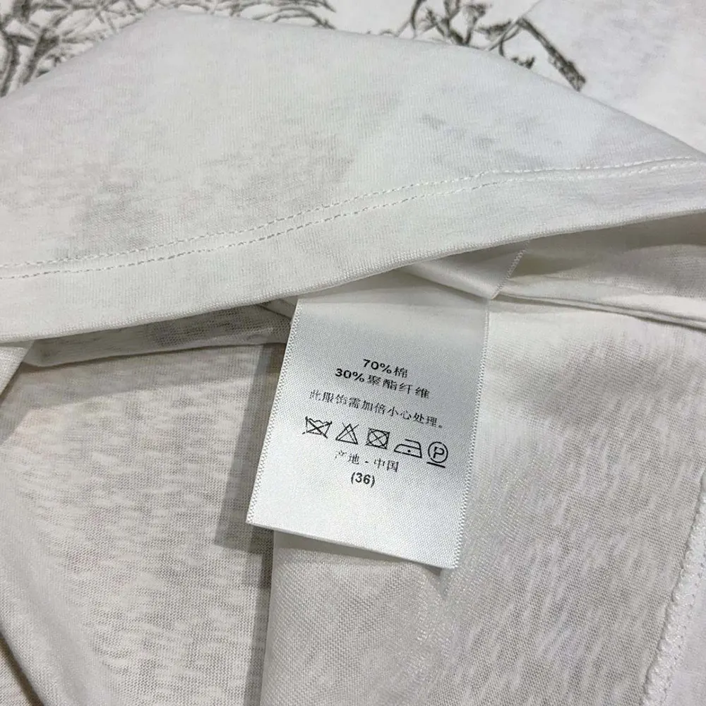 Dior Women T-Shirt White Cotton and Linen Jersey with Black Dior Cabinet de Curiosités Motif - image 9