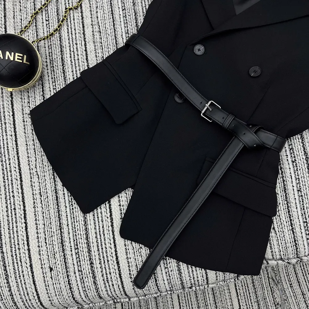 Dior Women Asymmetric Short-Sleeved Jacket with Belt Black Silk and Cotton Faille - image 7