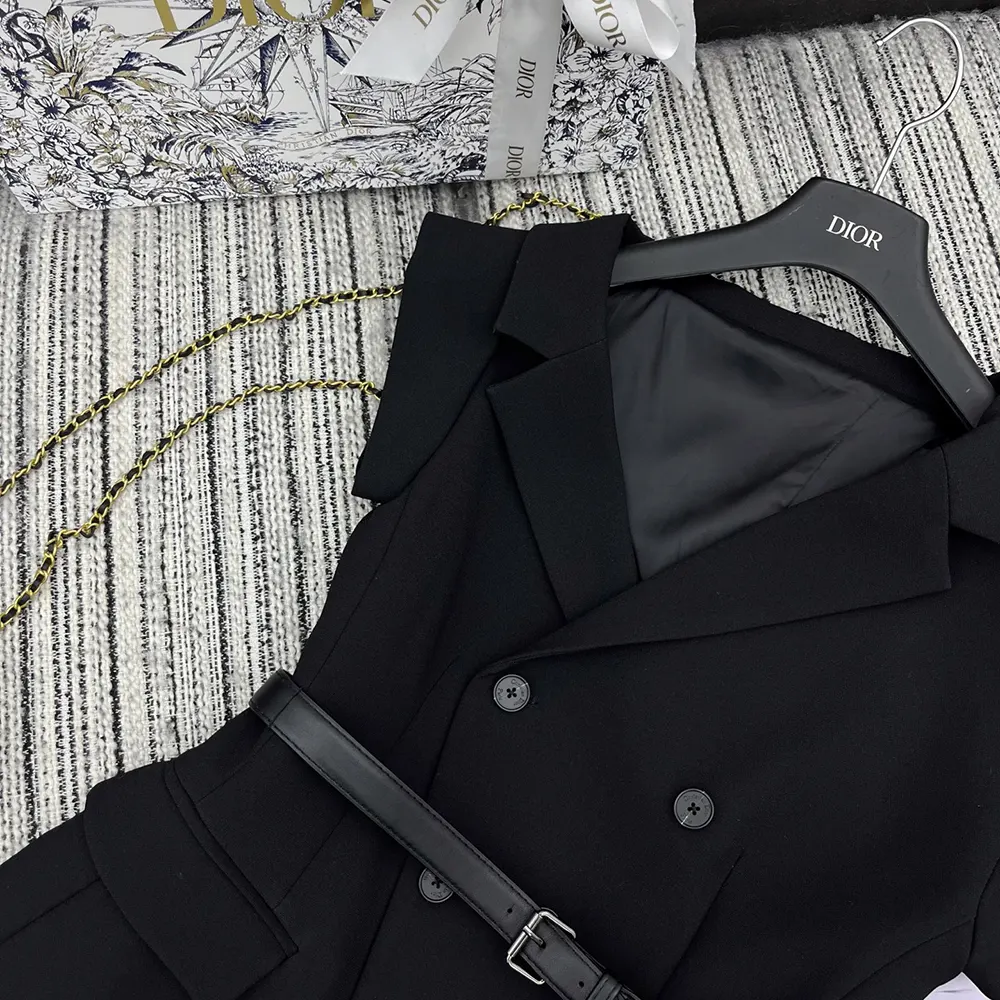 Dior Women Asymmetric Short-Sleeved Jacket with Belt Black Silk and Cotton Faille - image 5