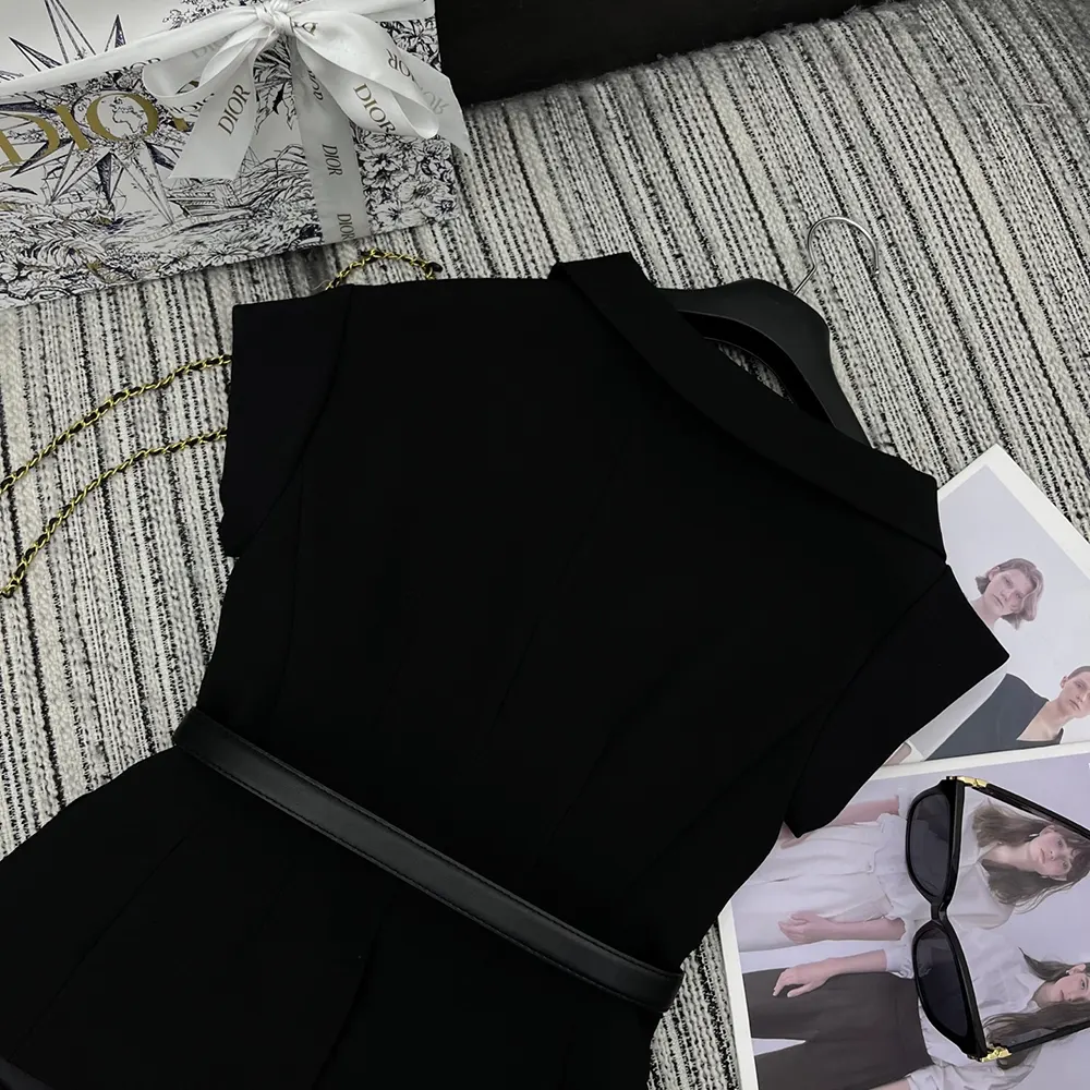 Dior Women Asymmetric Short-Sleeved Jacket with Belt Black Silk and Cotton Faille - image 6
