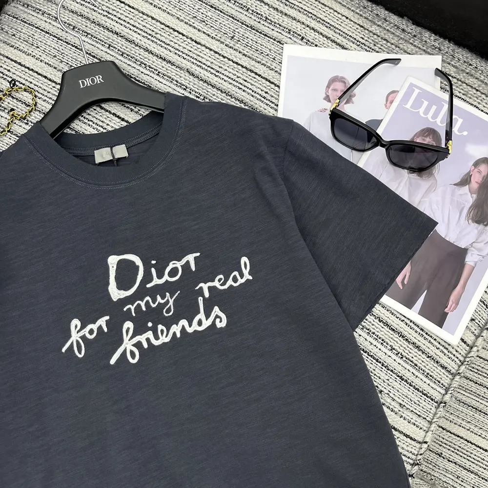 Dior Women DIOR AND HYLTON NEL T-Shirt Relaxed Fit Navy Blue Cotton Jersey - image 5