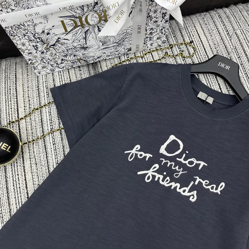 Dior Women DIOR AND HYLTON NEL T-Shirt Relaxed Fit Navy Blue Cotton Jersey - image 4