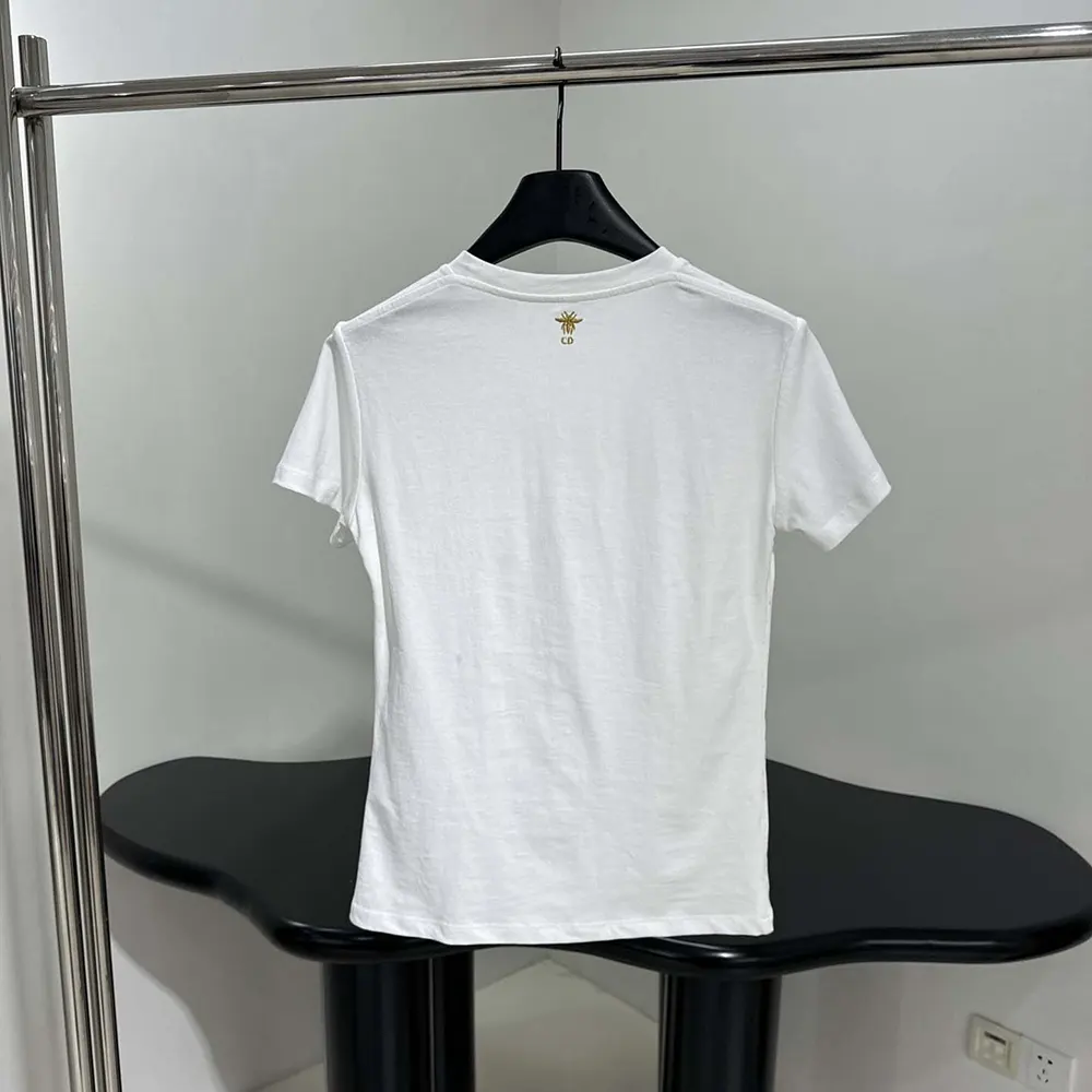 Dior Women Embroidered T-Shirt White Cotton Jersey with Gold-Tone Dior Astral Motif - image 6