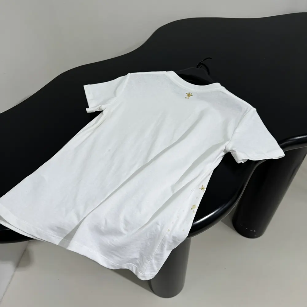 Dior Women Embroidered T-Shirt White Cotton Jersey with Gold-Tone Dior Astral Motif - image 4