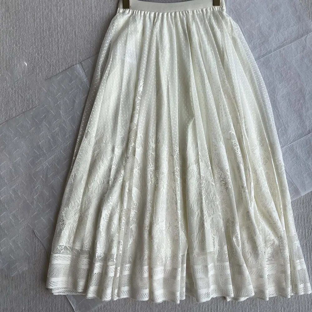 Side angle showing flare silhouette of Dior Women Flared Mid-Length Skirt