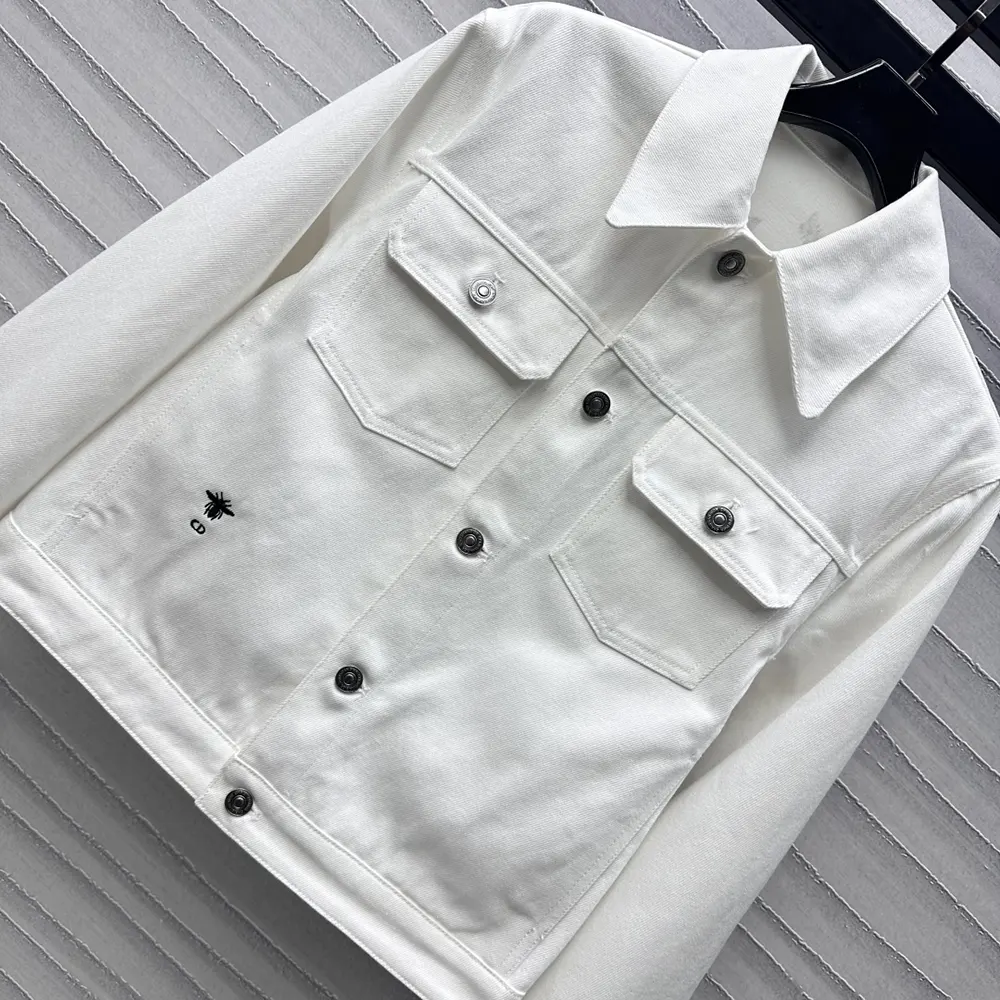 Dior Men Jacket Ecru Cotton Denim with Gold-Tone Dior Astral Motif - image 4