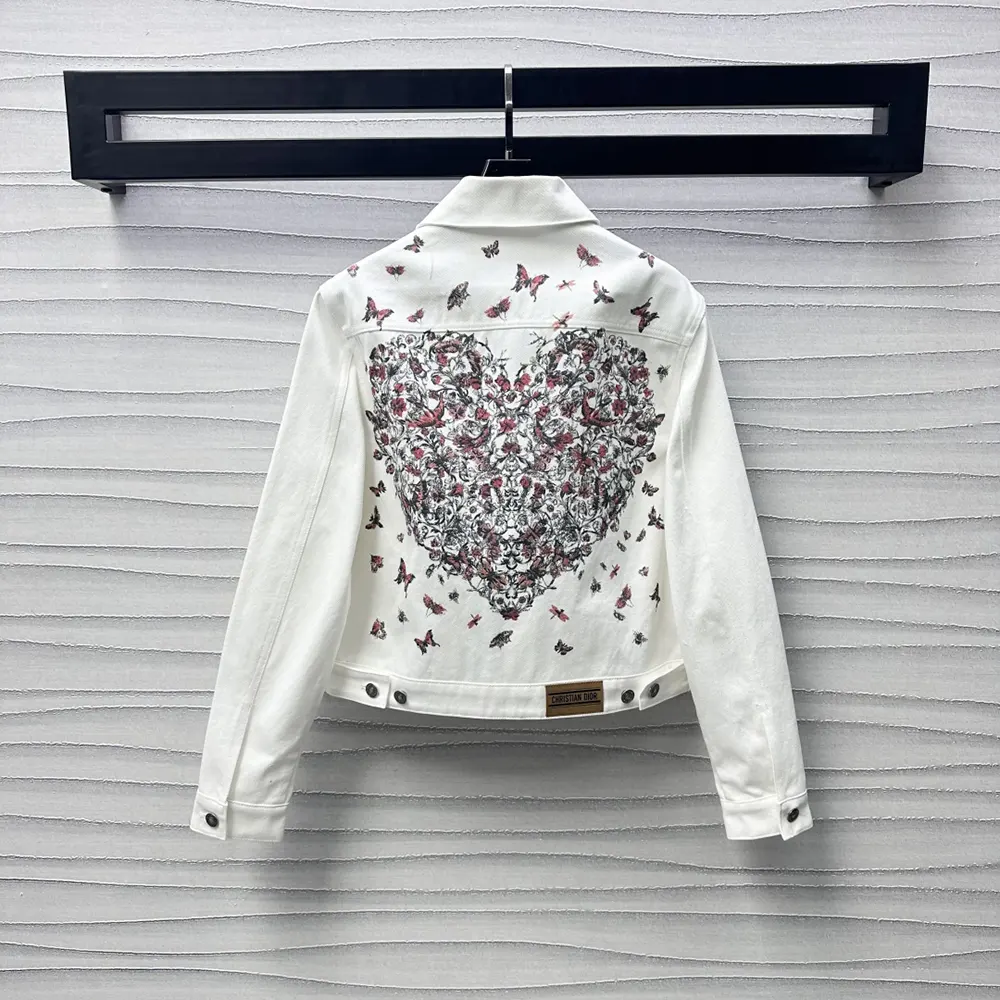 Side angle showing silhouette of Dior Men Jacket Ecru Cotton Denim