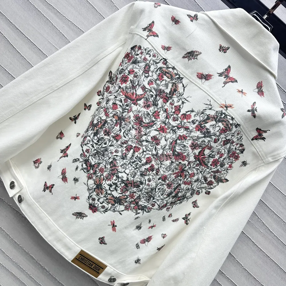 Dior Men Jacket Ecru Cotton Denim with Gold-Tone Dior Astral Motif - image 6