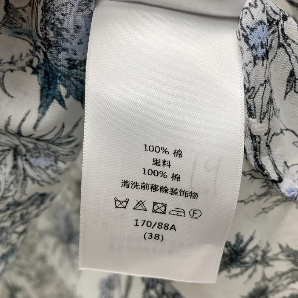 Dior Women Long Blouse White Cotton Muslin with Blue Dior Chardons Motif - image 10