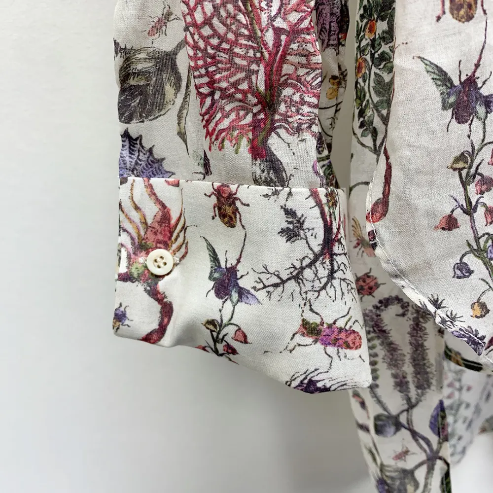 Dior Women Long Blouse White Cotton Muslin with Multicolor Dior Cabinet de Curiosités Motif - image 8
