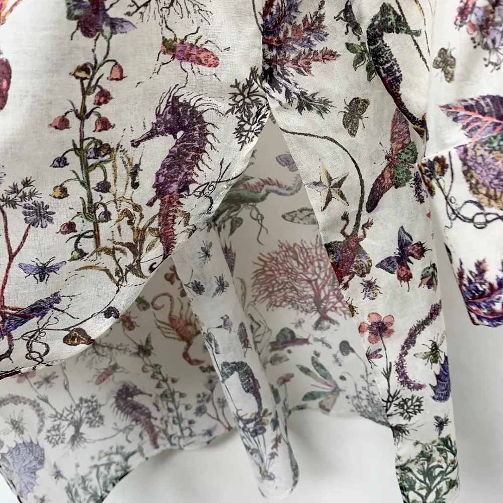 Dior Women Long Blouse White Cotton Muslin with Multicolor Dior Cabinet de Curiosités Motif - image 7