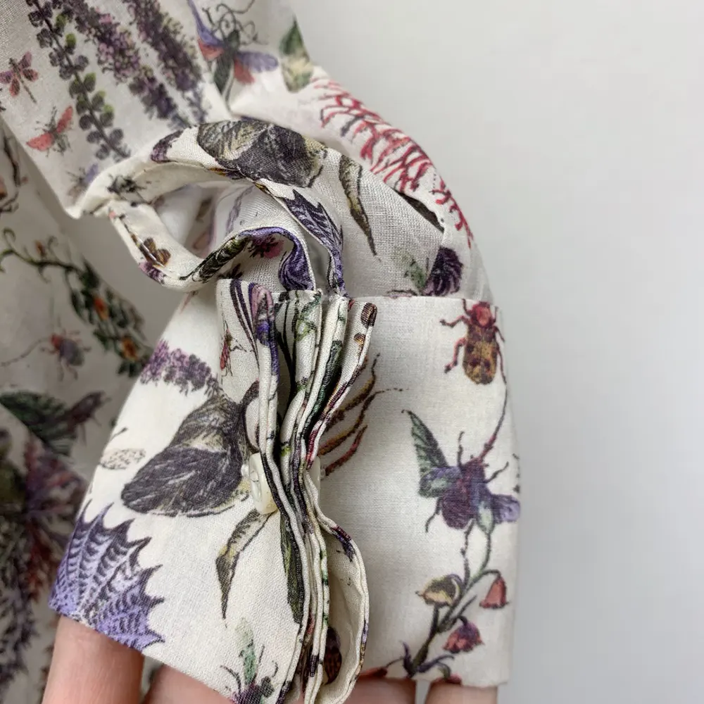 Dior Women Long Blouse White Cotton Muslin with Multicolor Dior Cabinet de Curiosités Motif - image 6