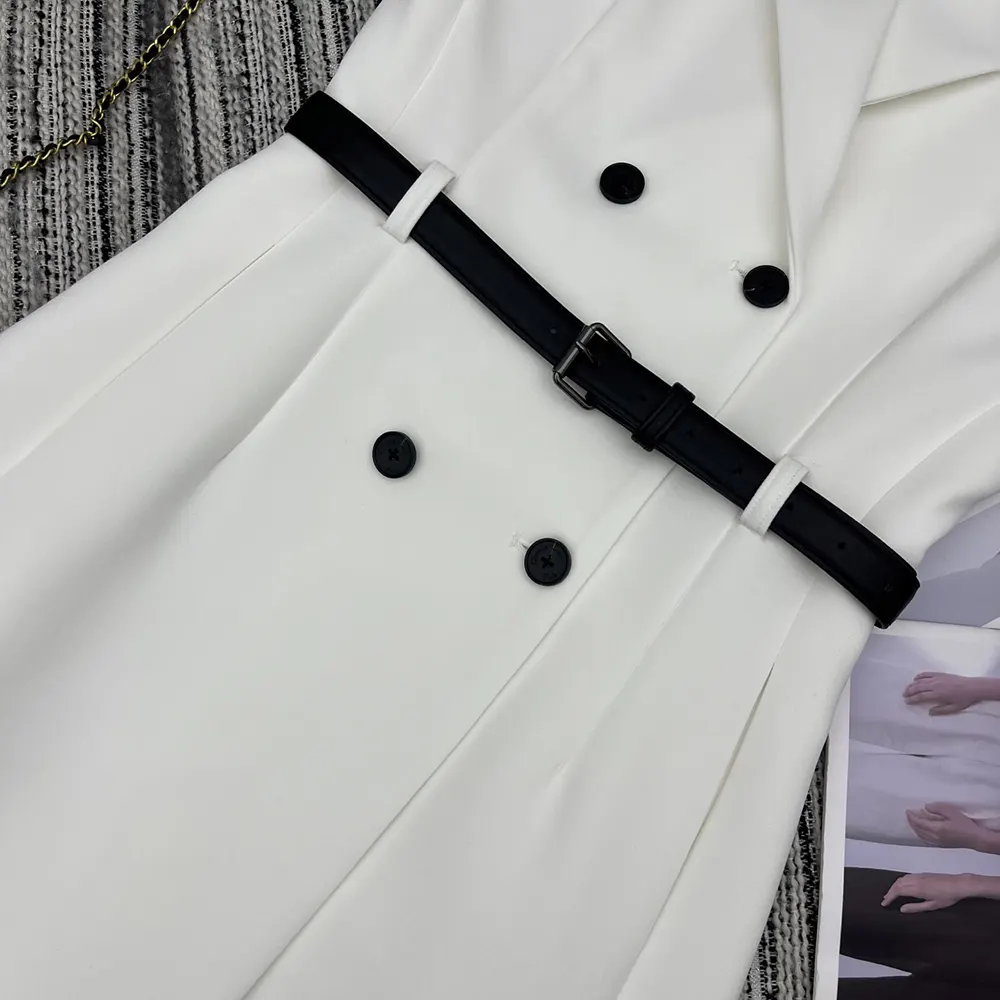 Dior Women Mid-Length Belted Dress Ecru Virgin Wool and Silk Grain de Poudre - image 7