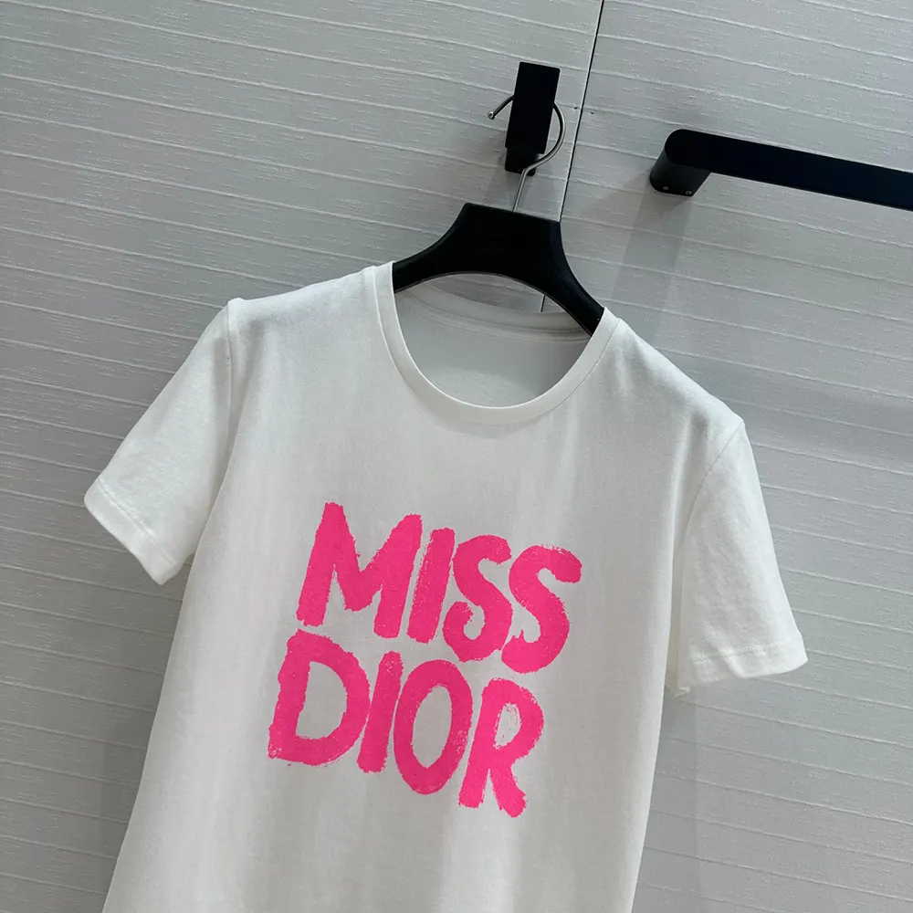 Dior Men Miss Dior T-Shirt White Cotton Jersey with Bright Pink Miss Dior Graffiti Motif - image 4