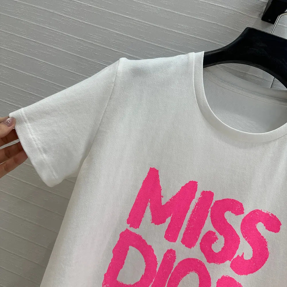 Dior Men Miss Dior T-Shirt White Cotton Jersey with Bright Pink Miss Dior Graffiti Motif - image 5