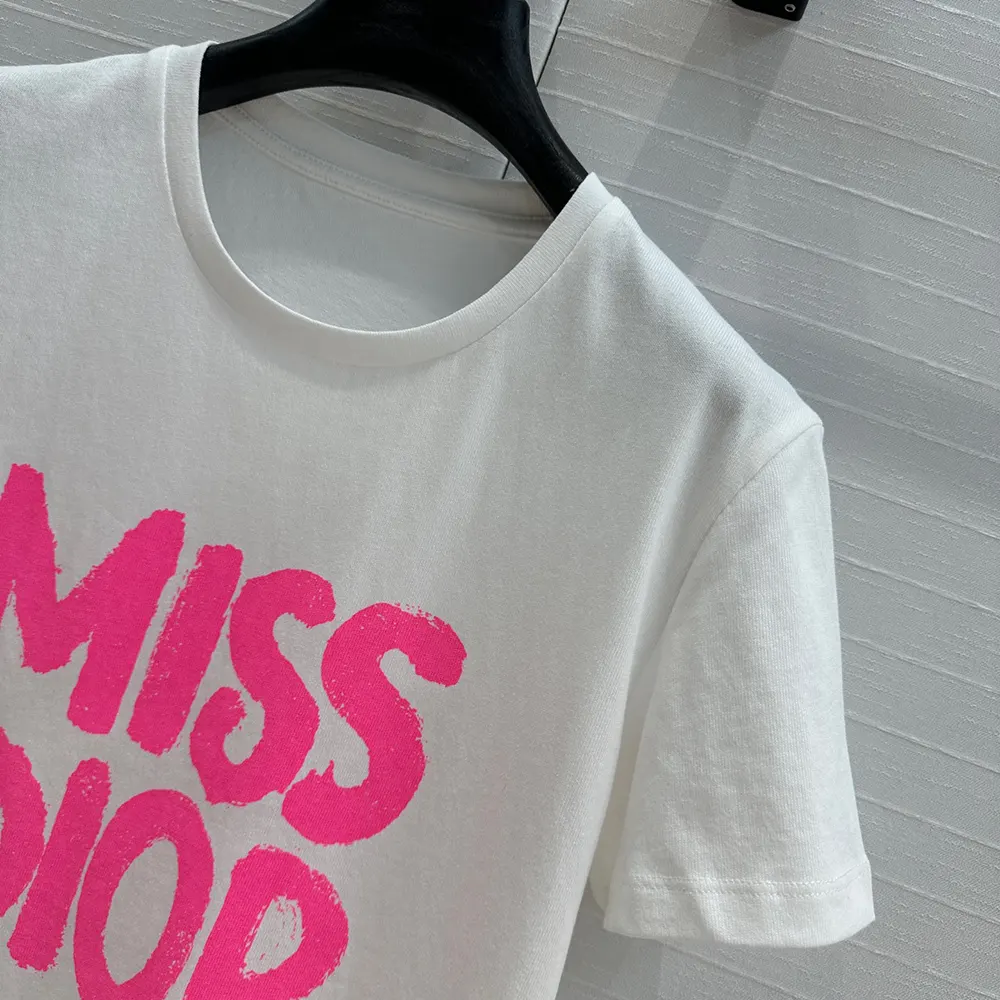 Dior Men Miss Dior T-Shirt White Cotton Jersey with Bright Pink Miss Dior Graffiti Motif - image 6