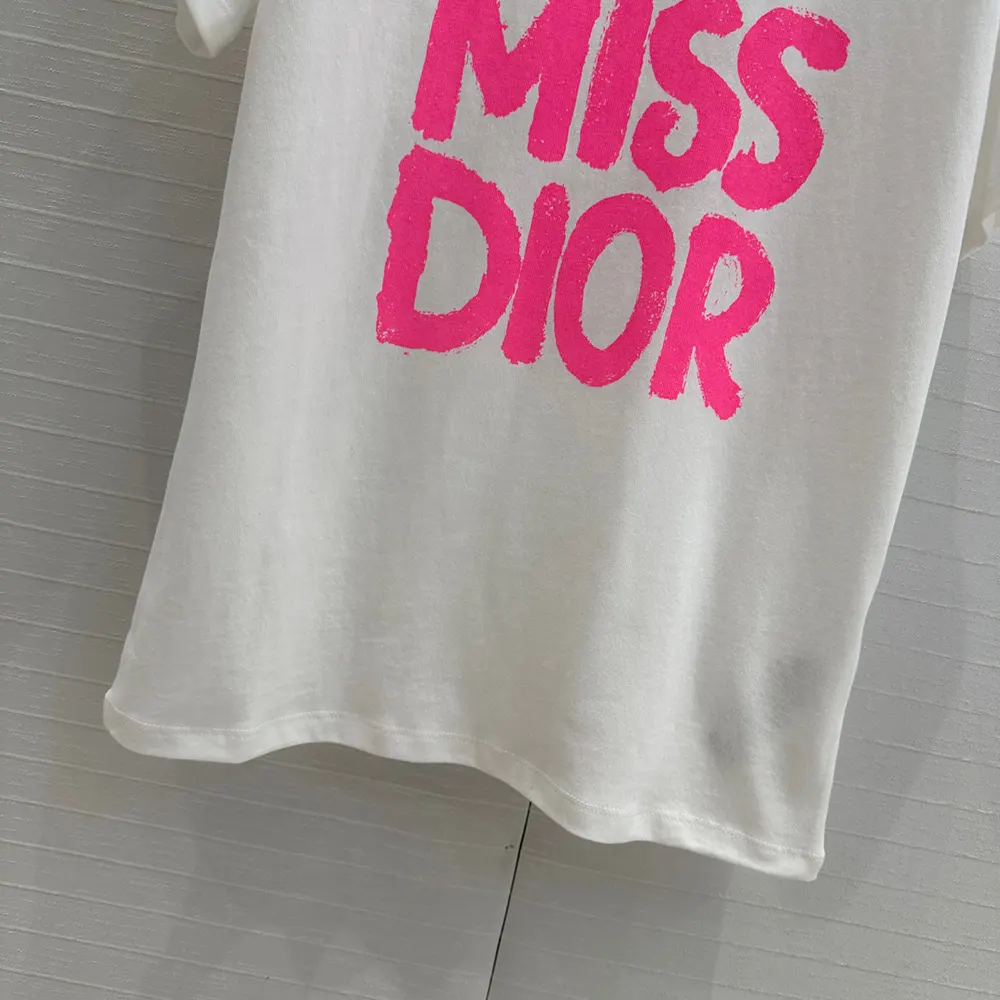 Dior Men Miss Dior T-Shirt White Cotton Jersey with Bright Pink Miss Dior Graffiti Motif - image 8